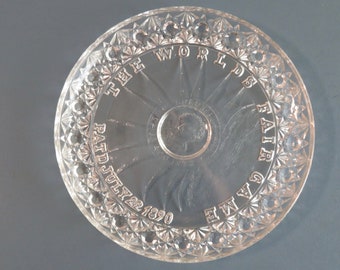 Rare 1893 EAPG Glass Dish The World's Fair Game Chicago Columbian Exposition