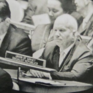 Original 1960 Cold War Nikita Kruschev At The United Nations TV Television Snapshot Photo - Free Shipping