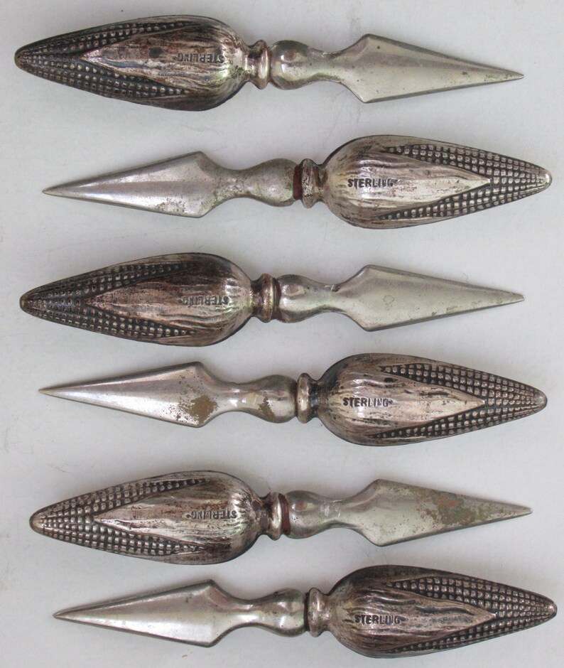 Set of 12 Antique Sterling Silver Corn Cob Holders Etsy