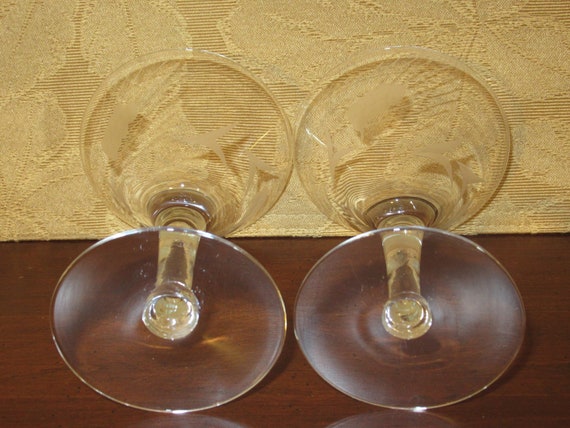 Vintage Set Of 4 Etched Wheat Stemware Glasses Barware Vintage Set Of 4 Etched Wheat Stemware Glasses Barware