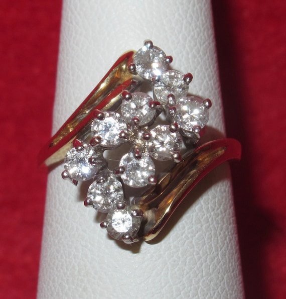 Vintage 1970's Ladies 14 kt Diamond Cocktail Ring… - image 1