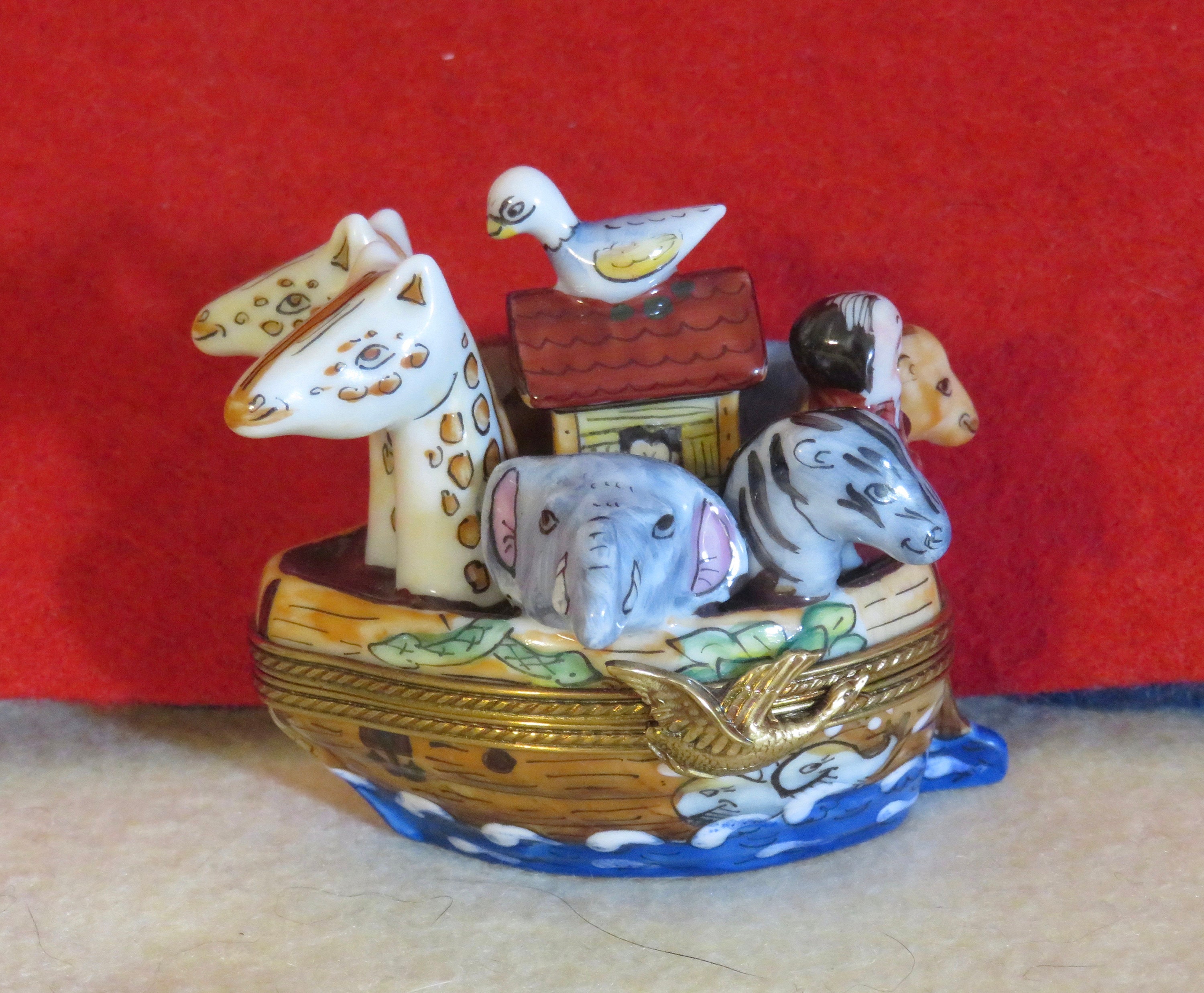 Vintage Rochard Noah's Ark Limoges France Trinket Box - Hand