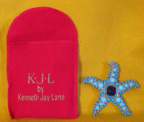 KJL Kenneth Jay Lane Blue Turquoise Starfish Broo… - image 5