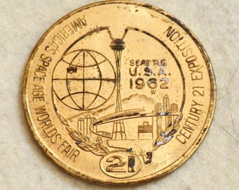 1962 Seattle World's Fair Souvenir Token: Century 21 Exposition with Original Card