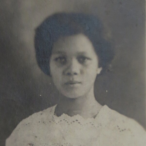 Stoic 1910's African American Black Woman Real Photo Postcard RPPC