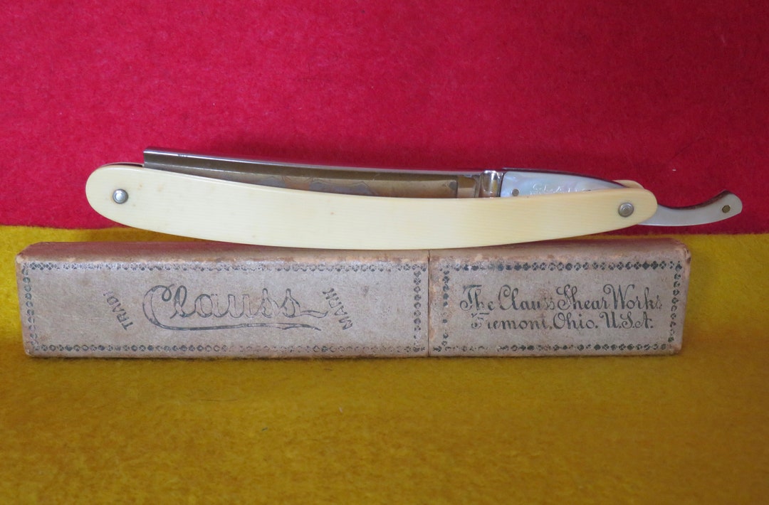 Antique 1900's Clauss Shear Works Fremont Ohio Straight Razor Mother of