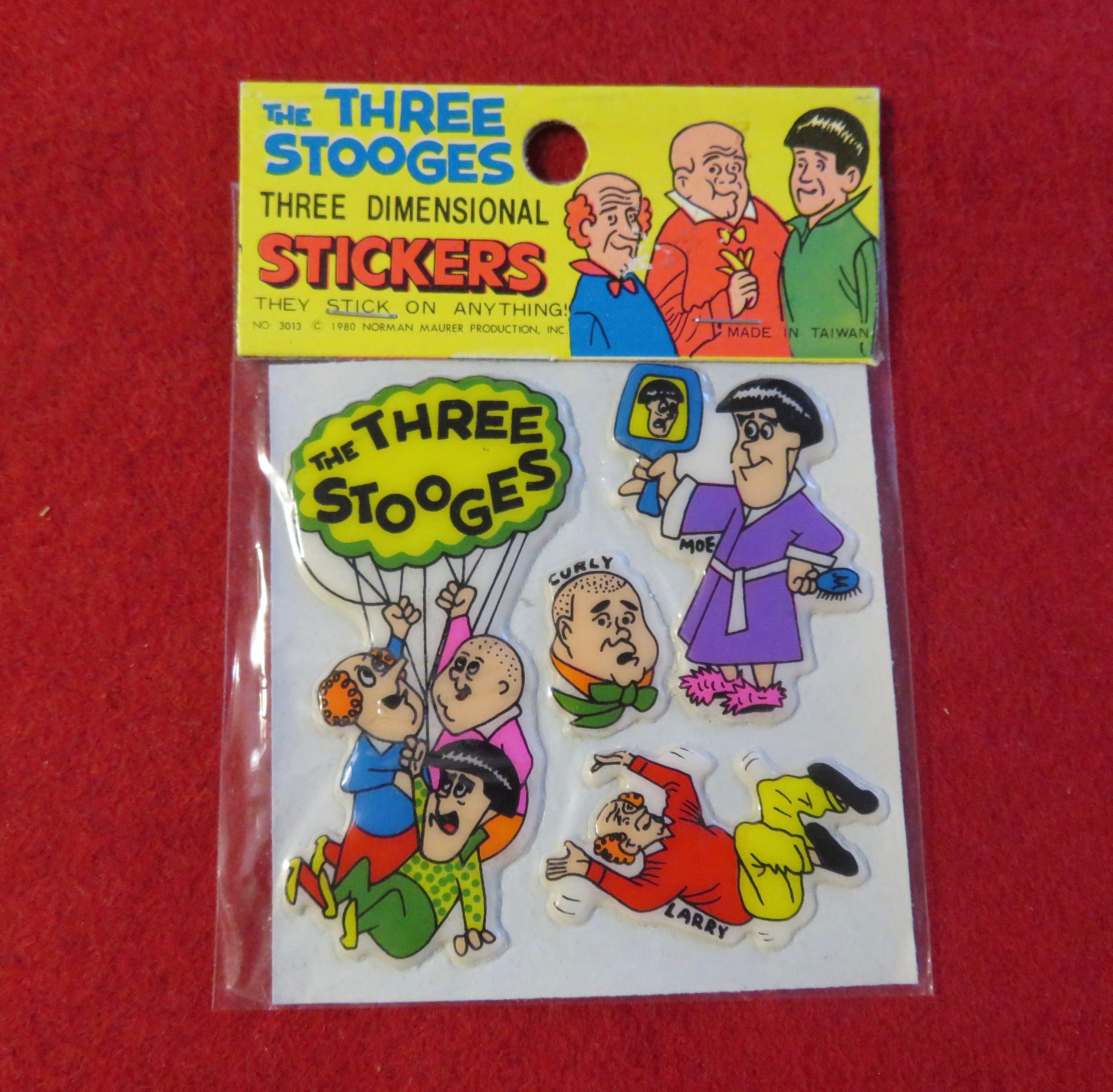 Vintage 1980 Three Stooges 3 D Three Dimensional Sticker Pack