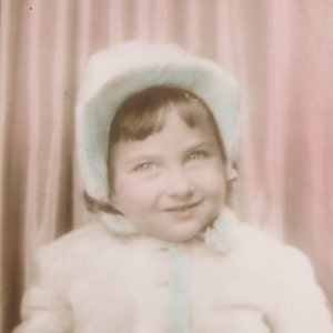 Hand Tinted 1940s Photo Booth Portrait: Adorable Little Girl