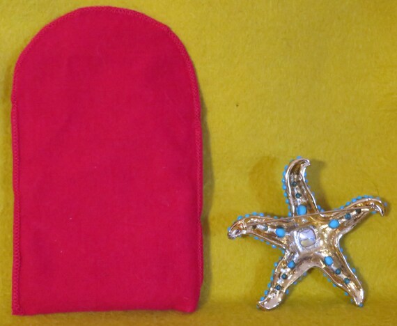 KJL Kenneth Jay Lane Blue Turquoise Starfish Broo… - image 8