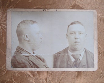 Original 1893 Chicago Police Mugshot/Mug Shot Photo - Edward Grimm AKA Edward Graham - Larceny Arrested By Officers Marrugg and Smith