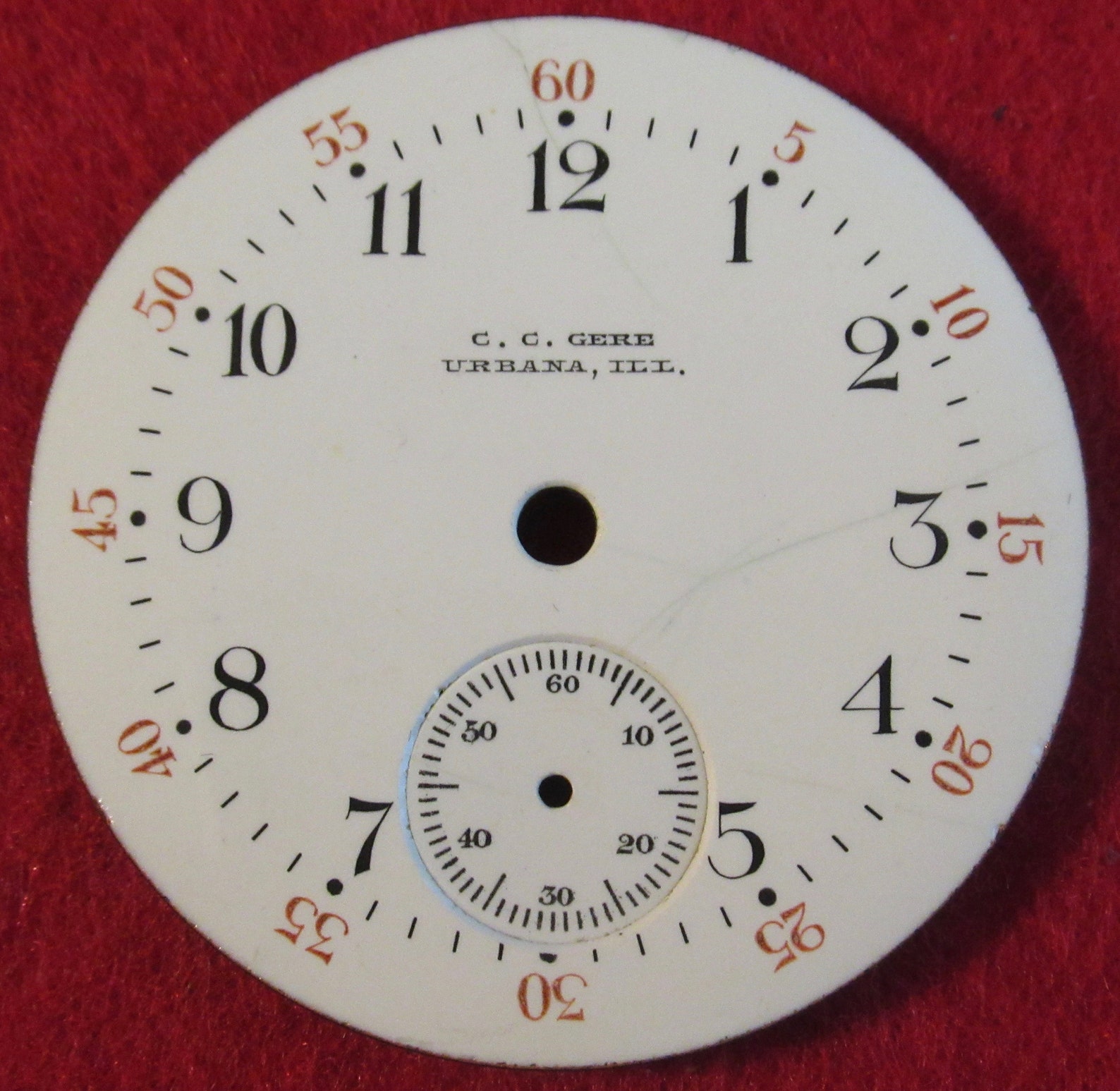 Original Pocket Watch Face Replacement CC Gore Urbana Illinois Etsy