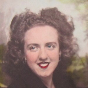 Vintage 1940s Hand Tinted Photo: Pretty Girl Portrait