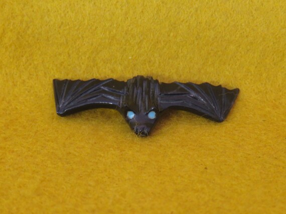 Vintage Zuni Carved Black Marble Bat Fetish With Turquoise - Etsy