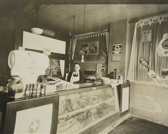 The Butcher - Occupational Photo On Cardboard Of A 1930's Butcher Shop - Free Shipping