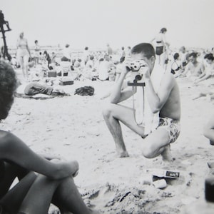 Caught Taking Pictures - Vintage 1950&#39;s Snapshot Photo Of Young Man At The Beach Taking A Picture - Free Shipping