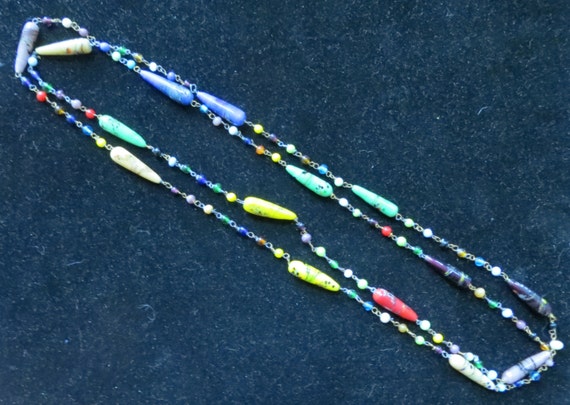 Original 1930's Multi Colored Art Glass Necklace … - image 3