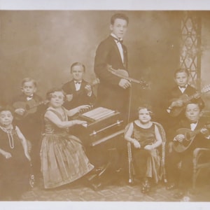 Strange 1920&#39;s Midget Orchestra Nebraska State Fair RPPC Real Photo Postcard