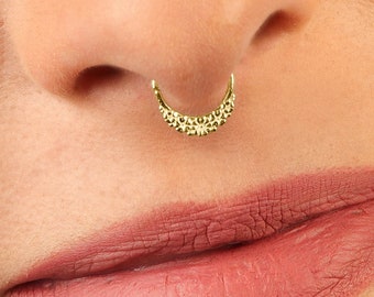 Dainty Septum Ring Nose Ring Piercing Solid Gold