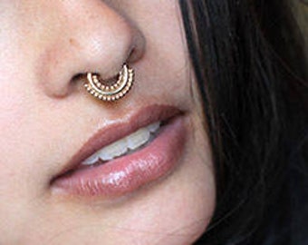 Solid 14k Gold Septum Jewelry , Gold Septum Ring, Nose Ring, Cartilage Jewelry, Septum Jewelry, Indian Septum Jewelry, Nose Piercing, Tragus