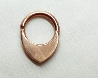 Solid Rose Gold Septum Ring, Triangle Septum, Rose Gold Septum Jewelry, 20g, 18g, 14g, 16g, 20 Gauge, 18 Gauge, 16 Gauge, India Septum Ring