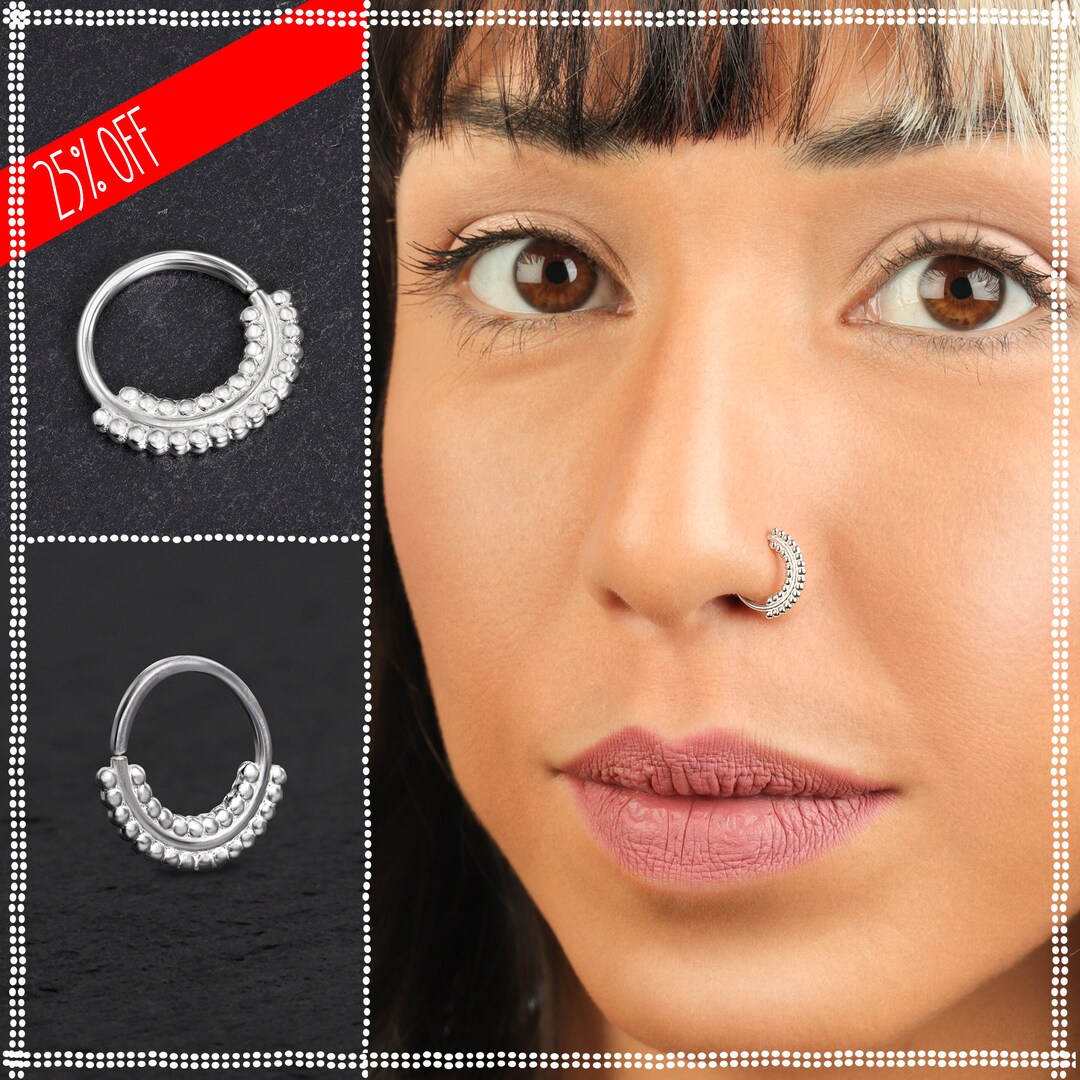 Nose Hoops Silver Nose Ring 18 Gauge Nose Ring Indian Etsy