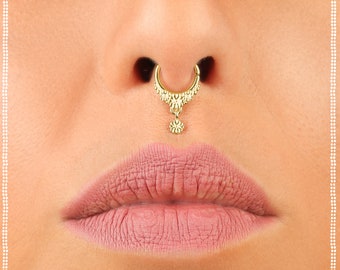 Beautiful Septum Ring Piercing Nose Jewelry Solid Gold