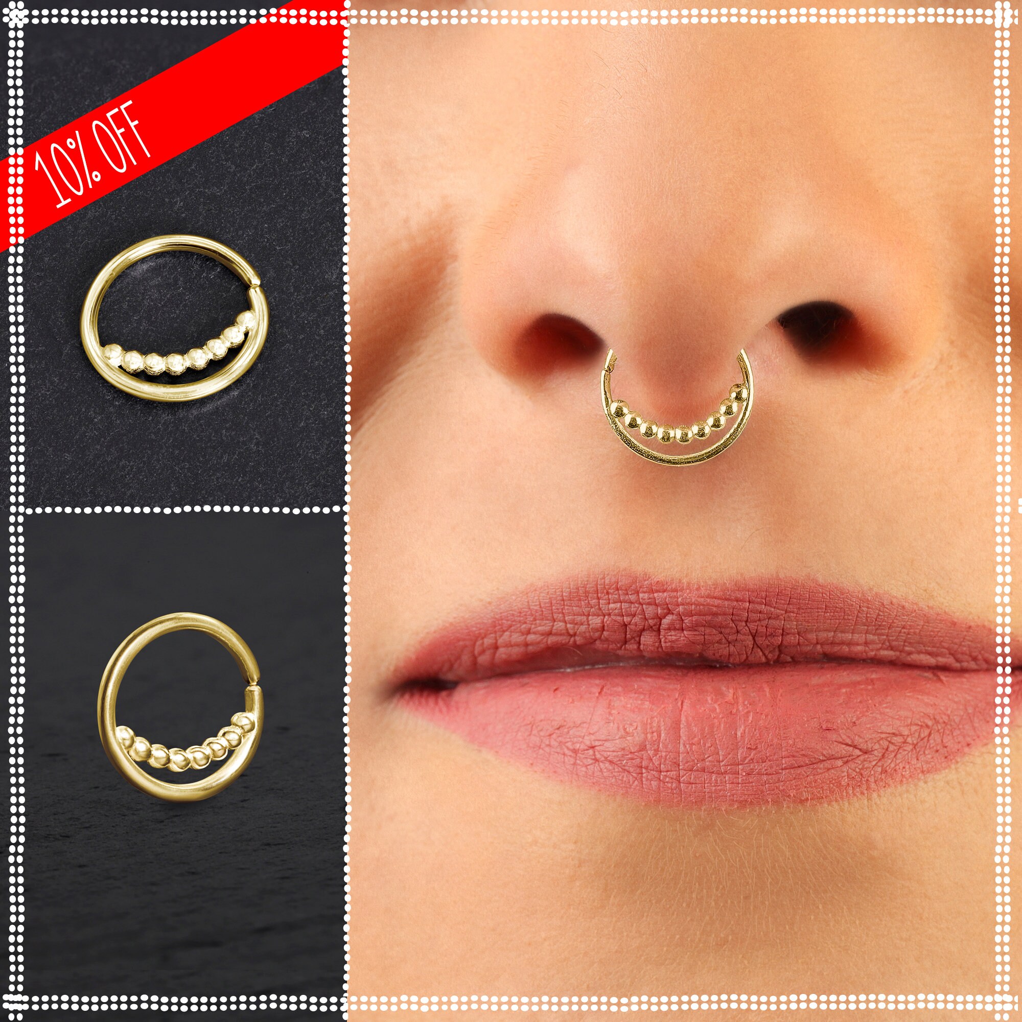 Gold Septum Ring Tribal Gold Septum 14k Septum Indian Etsy