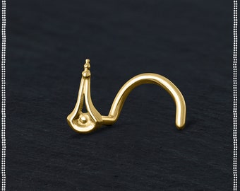 Solid Gold Nose Stud | Stud 18g | Nose Stud Gold | Gold Nose Pin | Nose Screw | Nose Ring Studs | Indian Nose Studs | Small Nose Studs