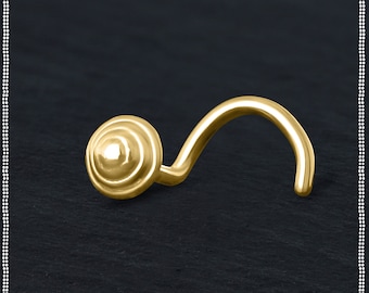 Gold Nose Stud, Nose Screw, Nose Piercing Stud, Nose Bone, 20 Gauge Nose Stud, Clear Nose Stud, Screw Nose Ring, Solid Gold Nose Pin