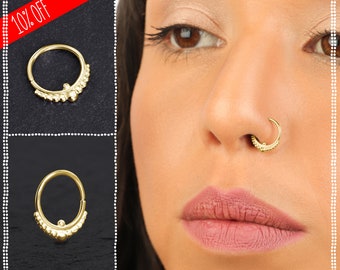 Nose Ring Hoop | Indian Nose Ring | Gold Nose Ring | Solid Gold Nose Ring | Rose Gold Nose Hoop | Gold Nose Ring | Nose Ring 18g