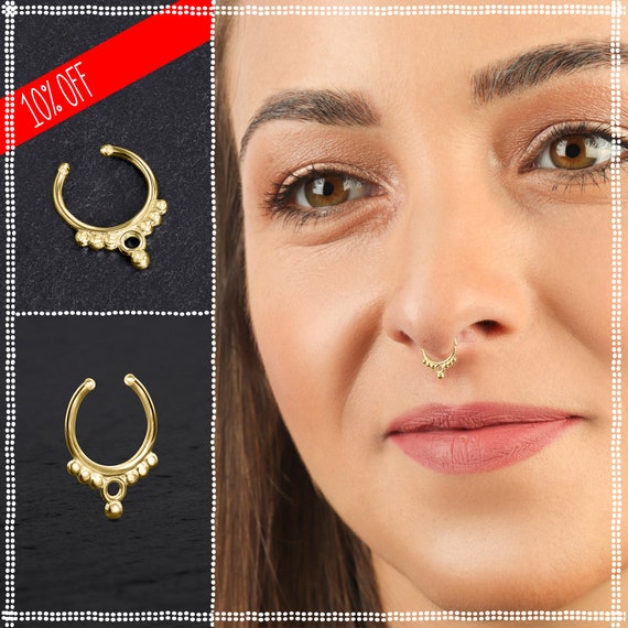 14k Gold Fake Septum Ring | Tribal Beauty | patapatajewelry