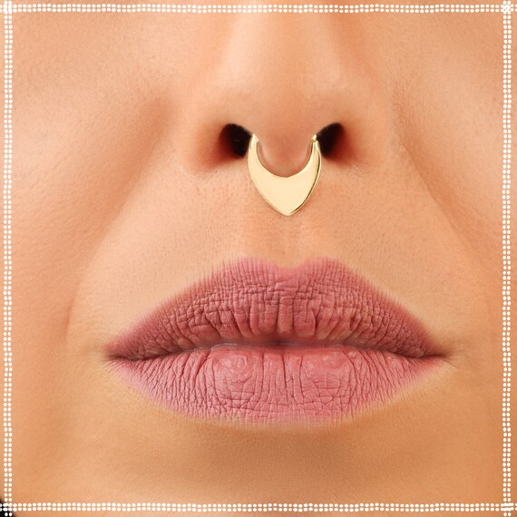 Gold Septum Ring 14k 14k Septum Triangle Septum Jewelry Tribal