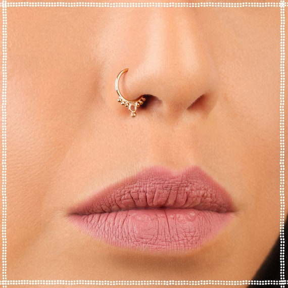 Amazon.com: 14k Rose Gold Nose Ring Hoop for Women 6mm 22 Gauge - (Rose Gold,  1pc- 6mm 22 gauge) : Handmade Products