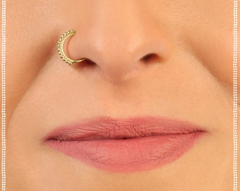Nose Ring Indian | Nose Ring Hoop Gold | 14k Nose Ring | Gold Nose Ring | Gold Nose Hoop | Nose Piercing | Hippie Nose Ring | 18g Nose Ring