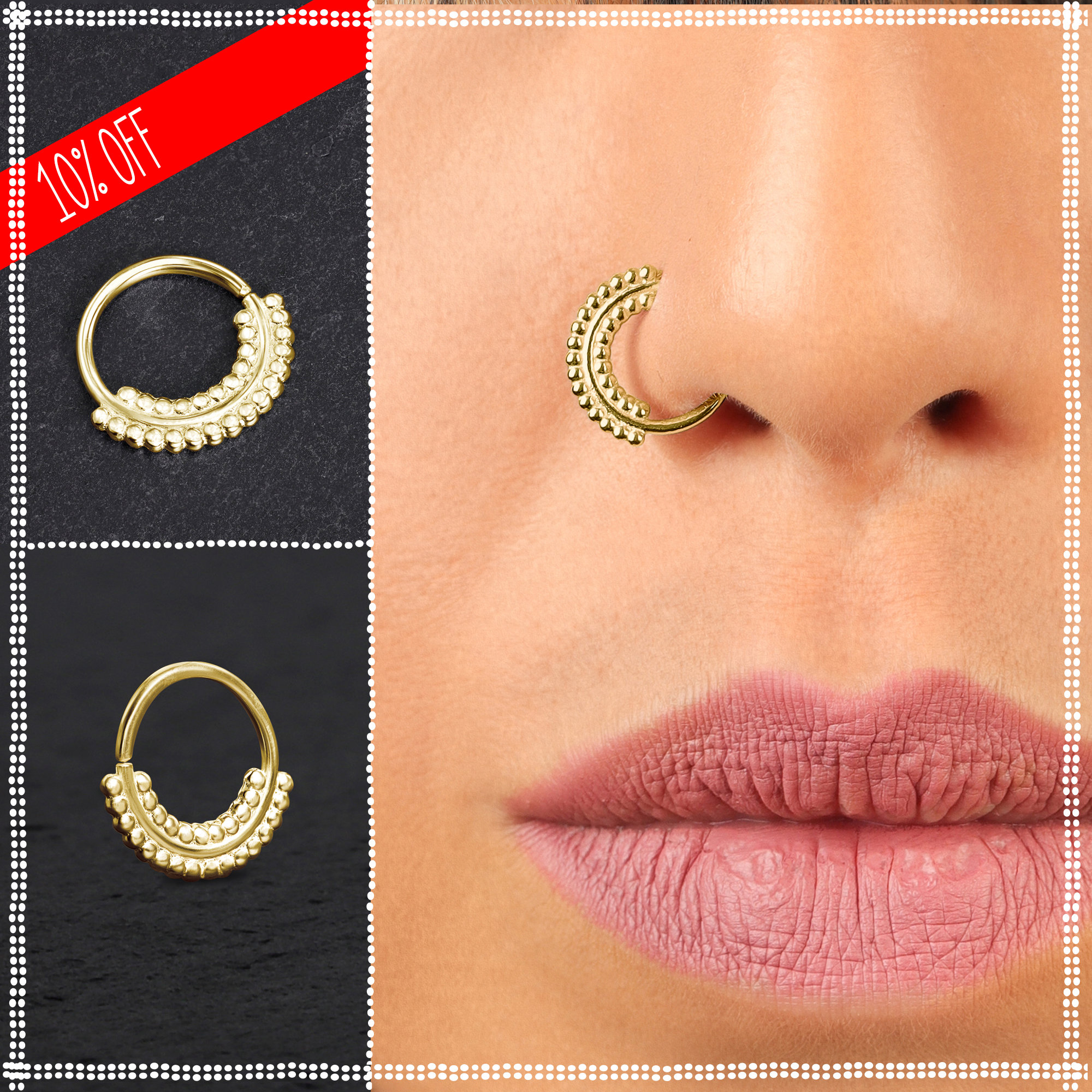 Buy Paridhi gold plated onderful piercing Nose Ring for Women/Girls, Ziczan  Latkan Single at Amazon.in