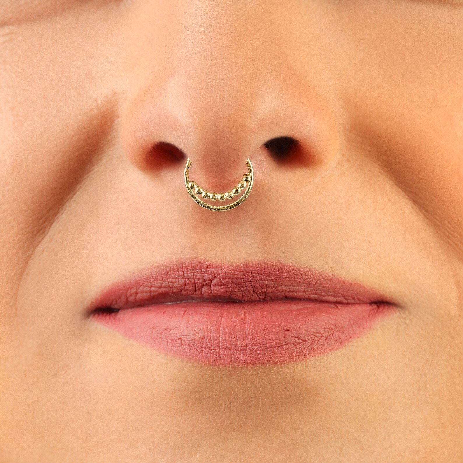 Gold Septum Ring 14k Septum Tribal Gold Septum Hippie Etsy