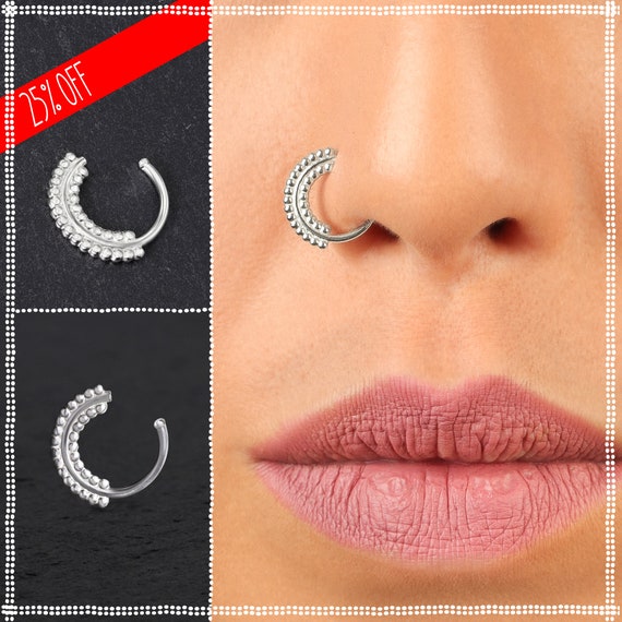 Set of Three Fake Piercings/fake Nose Ring/fake Septum Ring/cartilage Ear  Cuff - Etsy