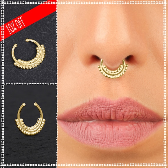 Tribal Swirl Faux Septum Ring (Gold) – Cali Crystals