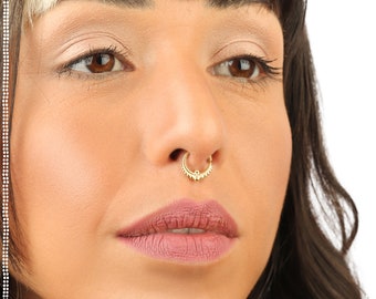 Gold Septum Ring | 14k Septum | Tribal Gold Septum | Septum Jewelry | Tribal Septum | Septum Piercing | 18 Gauge Septum Ring