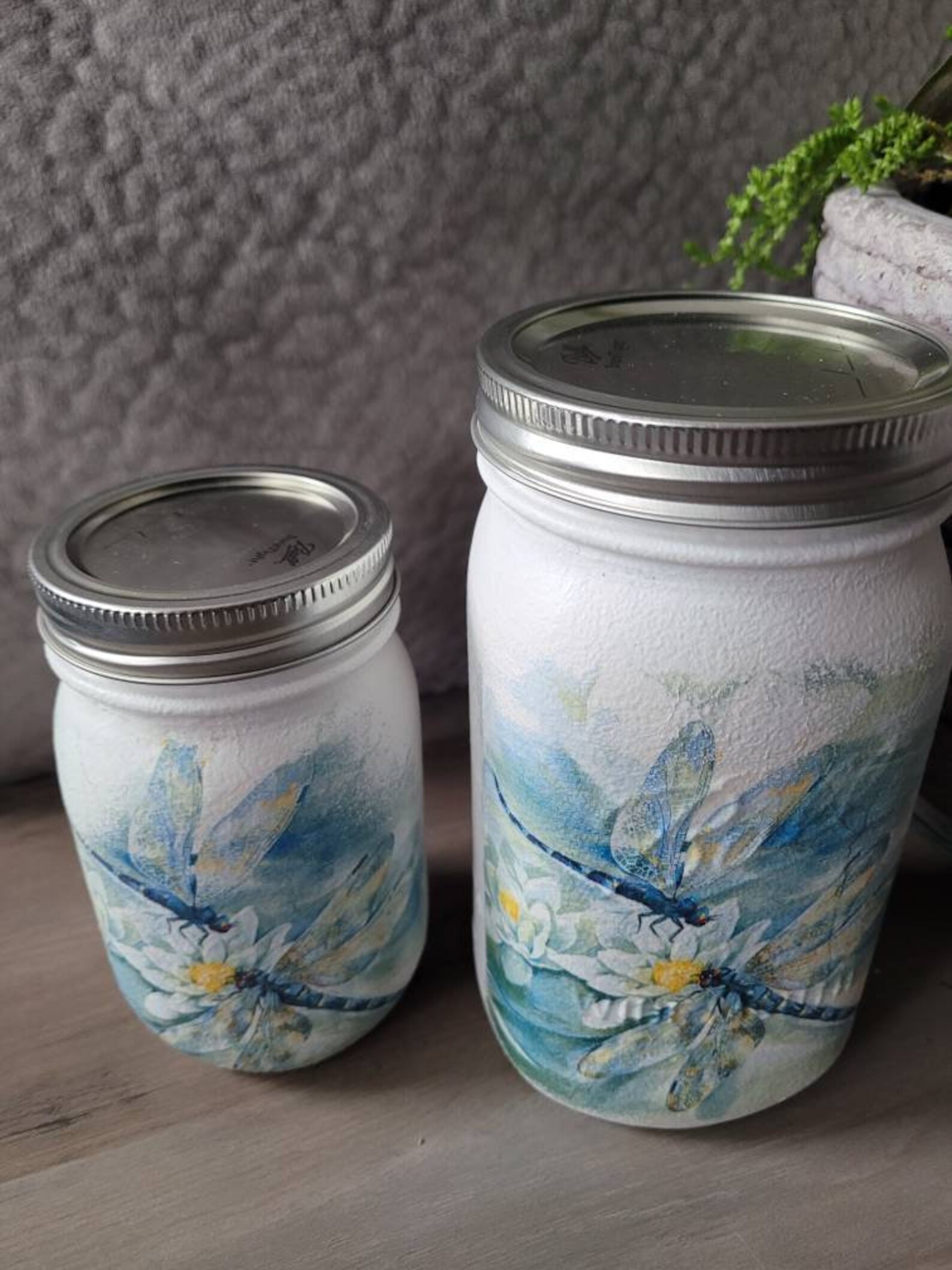 Set of 2 Hand painted Mason Jars. Coin Jar Vase Etsy