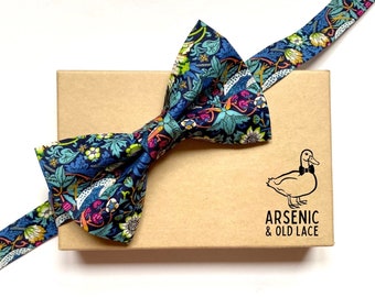 Men's Liberty Strawberry Thief Bow Tie: Handmade Cotton, Self-Tie or Pre-Tied