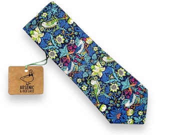 Men's Sage Green William Morris Neck Tie; Available as Skinny/Slim Tie or Standard Tie