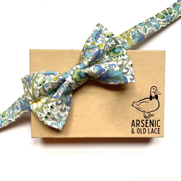 Men's Sage Green Blue Liberty Bow Tie - available as traditional self-tie or pre-tied. Also available for women, boys, toddlers or babies