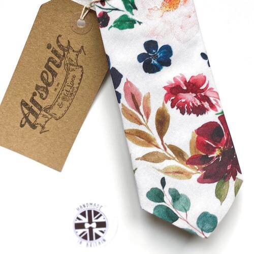 Men's Dark Navy Wild Flower Floral Neck Tie Available as Etsy