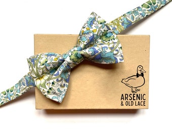 Men's Sage Green Blue Liberty Bow Tie - available as traditional self-tie or pre-tied. Also available for women, boys, toddlers or babies