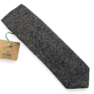 Men's Charcoal Grey Wool, Tweed, Speckled Neck Tie; Available as Skinny Tie/Slim Tie or Standard Tie