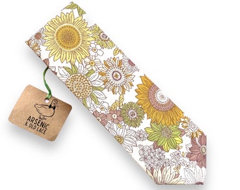 Men's Mustard Yellow, Ochre, Sunflower Neck Tie; Available as Skinny/Slim Tie or Standard Tie