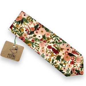 Men's Rifle Paper Co. Berry, Maroon, Green and Peach Floral Neck Tie; Available as Skinny/Slim Tie or Standard Tie