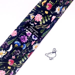 Men's Dark Navy Wild Flower Floral Neck Tie Available as Skinny Tie, Slim Tie or Standard Tie image 3