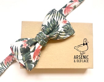Men's Palm Leaf Green Tropical Bow Tie - available as traditional self-tie or pre-tied. Also available for women, boys, toddlers or babies